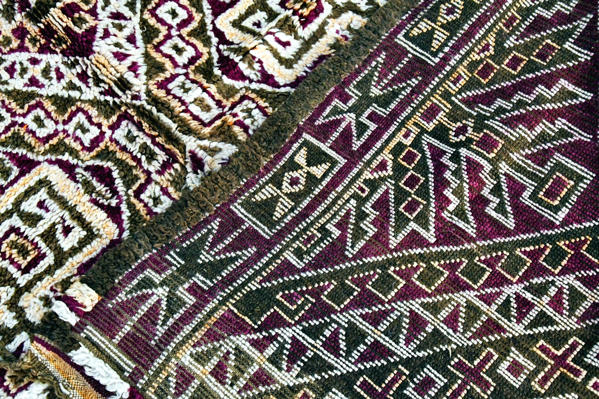 Marmoucha maalem rug purple green epic back