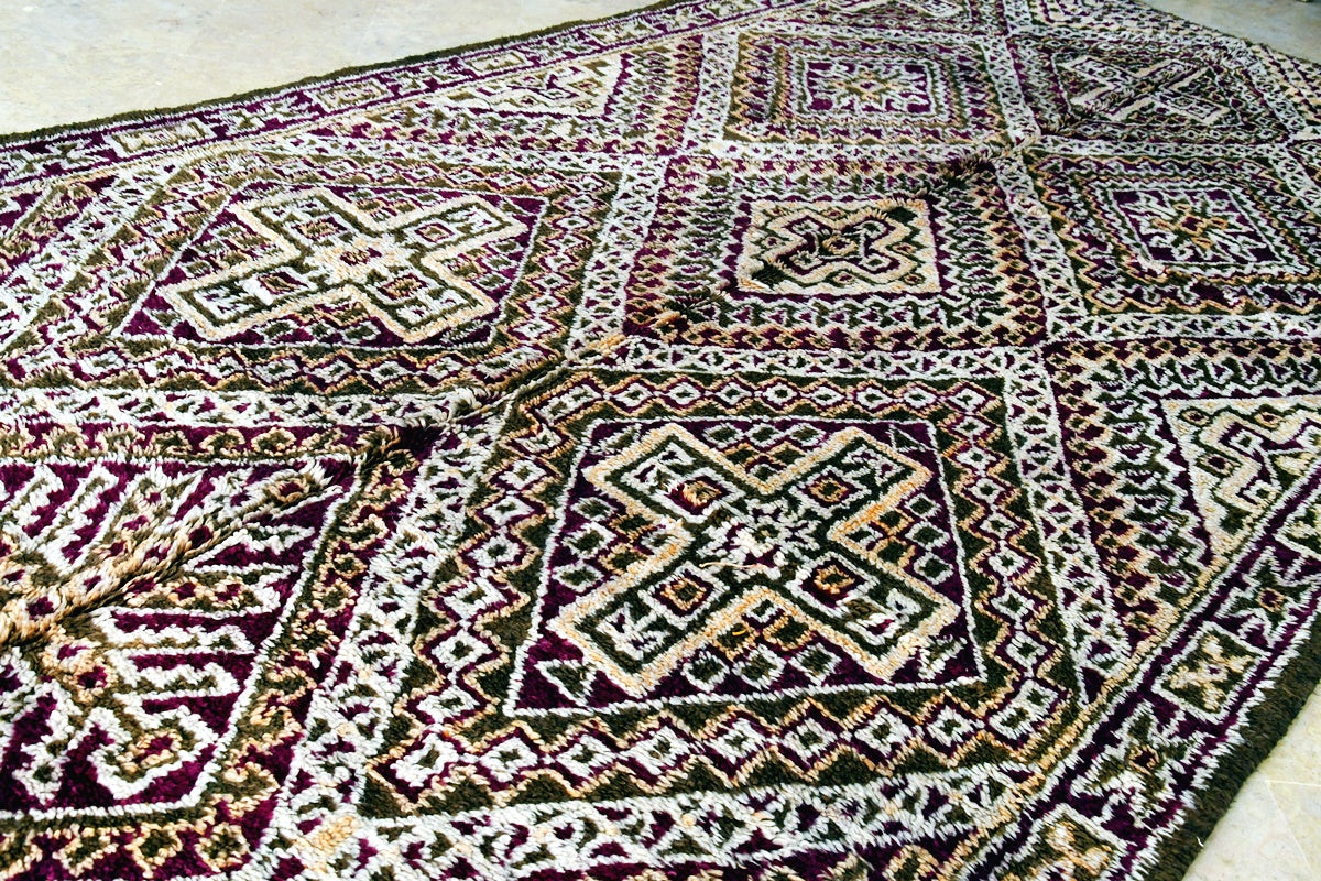 Marmoucha maalem rug purple green epic side