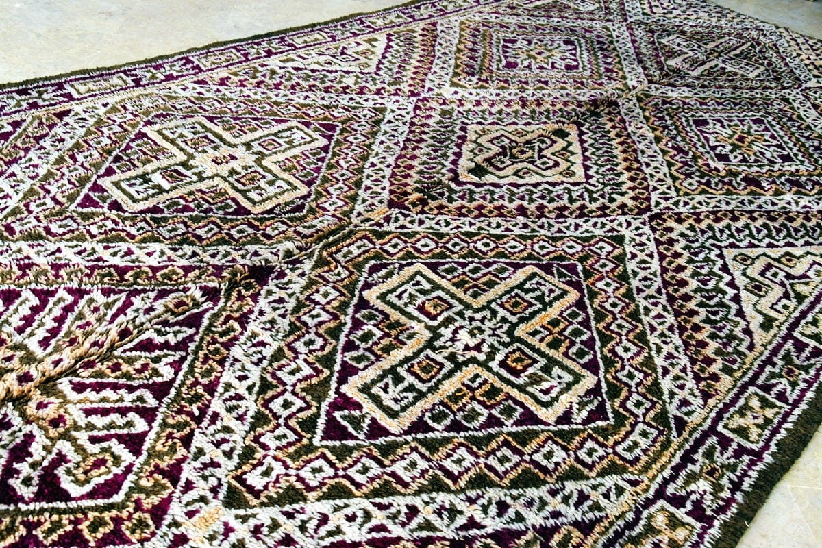 Marmoucha maalem rug purple green epic side
