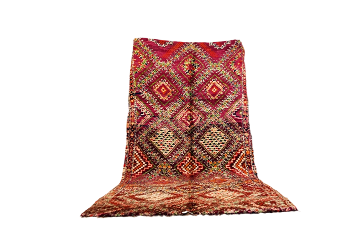 Midcentury Beni Mguild vintage rug standing