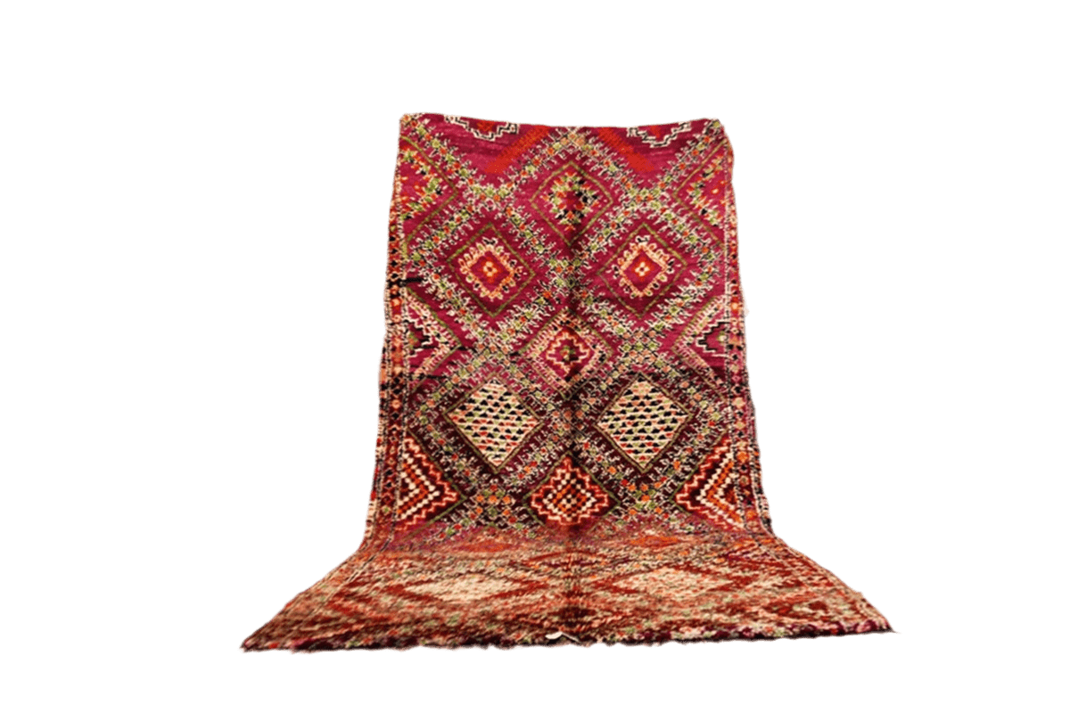 Midcentury Beni Mguild vintage rug standing