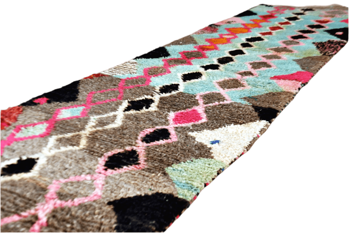 Mint 12ft moroccan boujaad runner rug