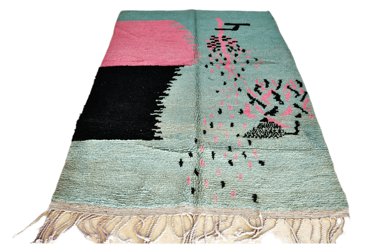 Mint pink Moroccan boujaad rug