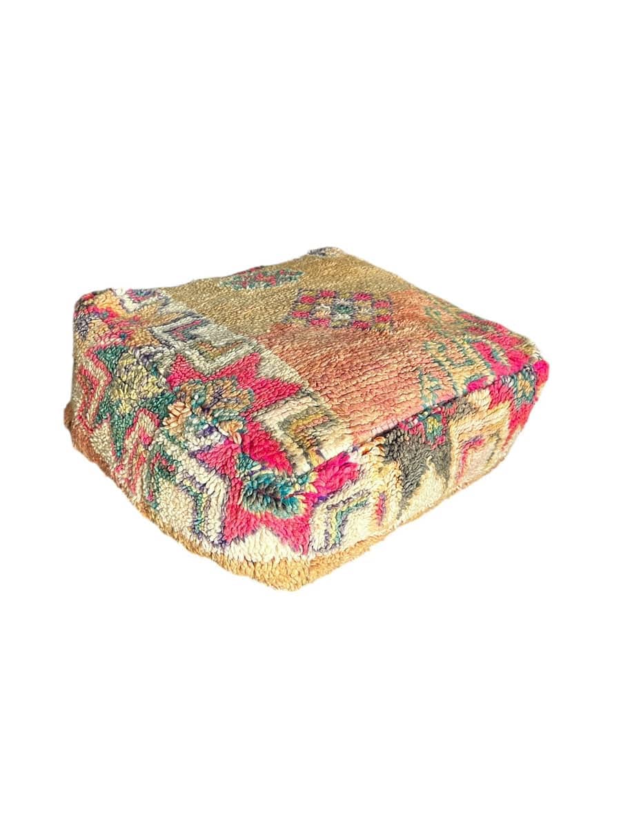 Pink blush Moroccan Boujaad floor wool cushion ottoman