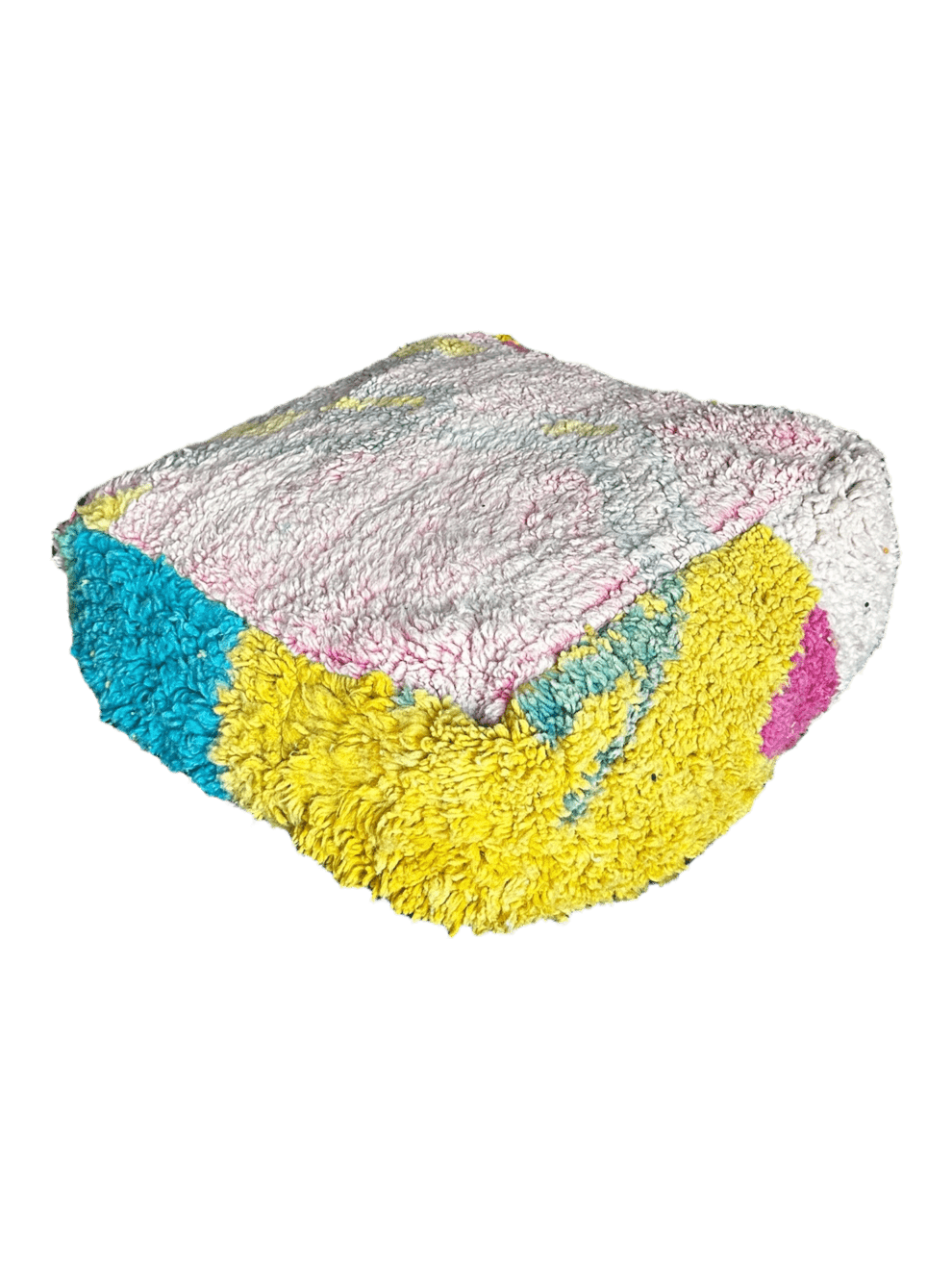 Moroccan boujaad square floor wool cushion ottoman