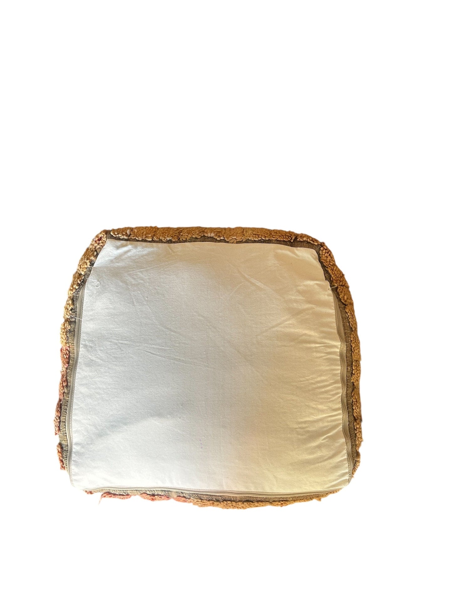 Pink blush Moroccan Boujaad floor wool cushion ottoman
