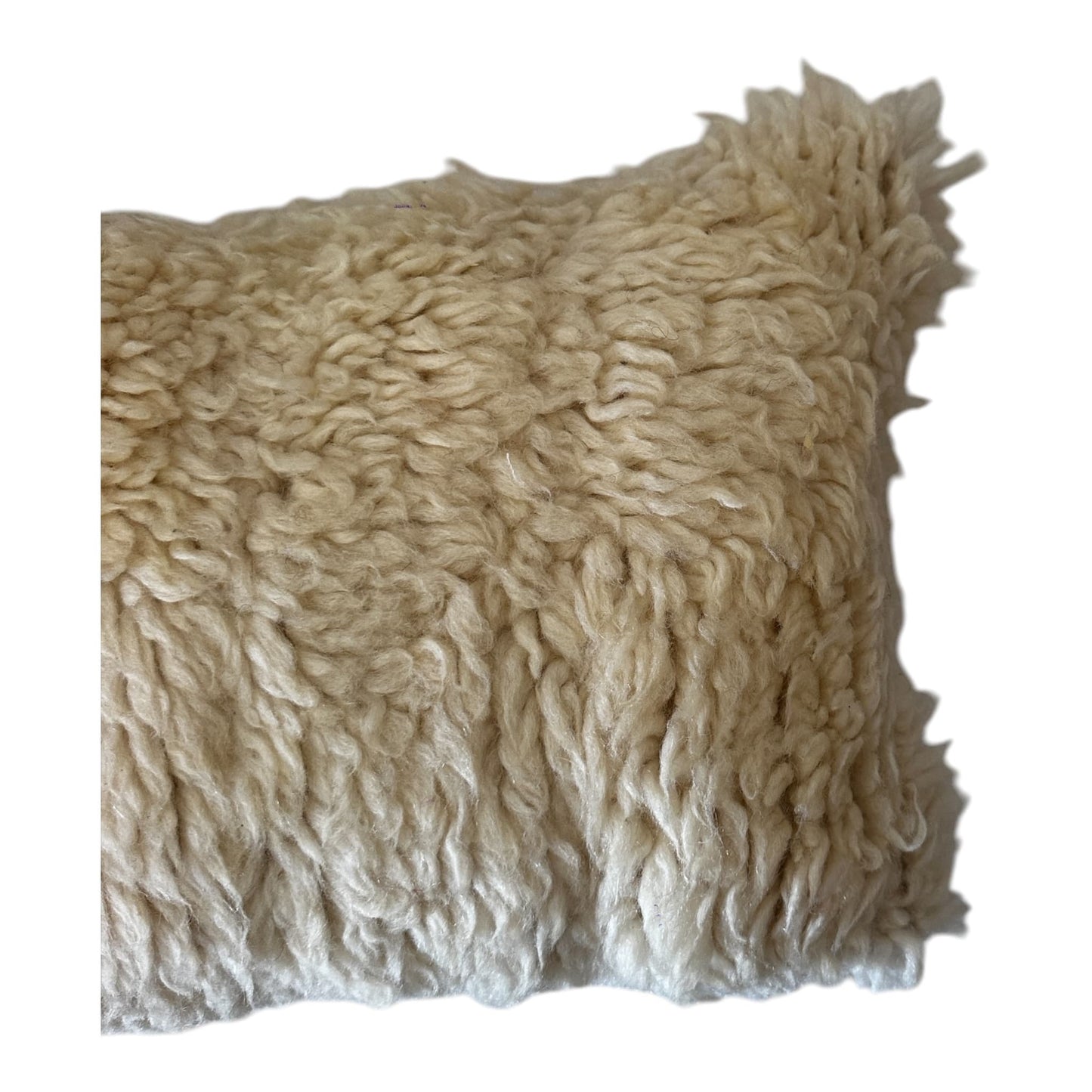 Moroccan wool cushion beni ourain plush pillow white