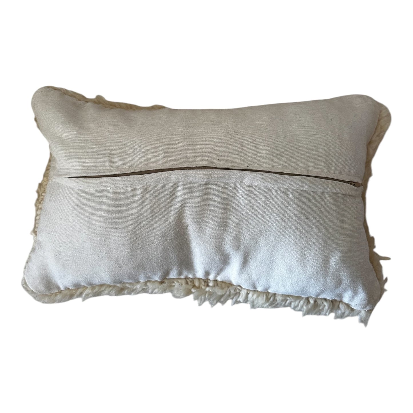 Moroccan wool cushion beni ourain plush pillow white back