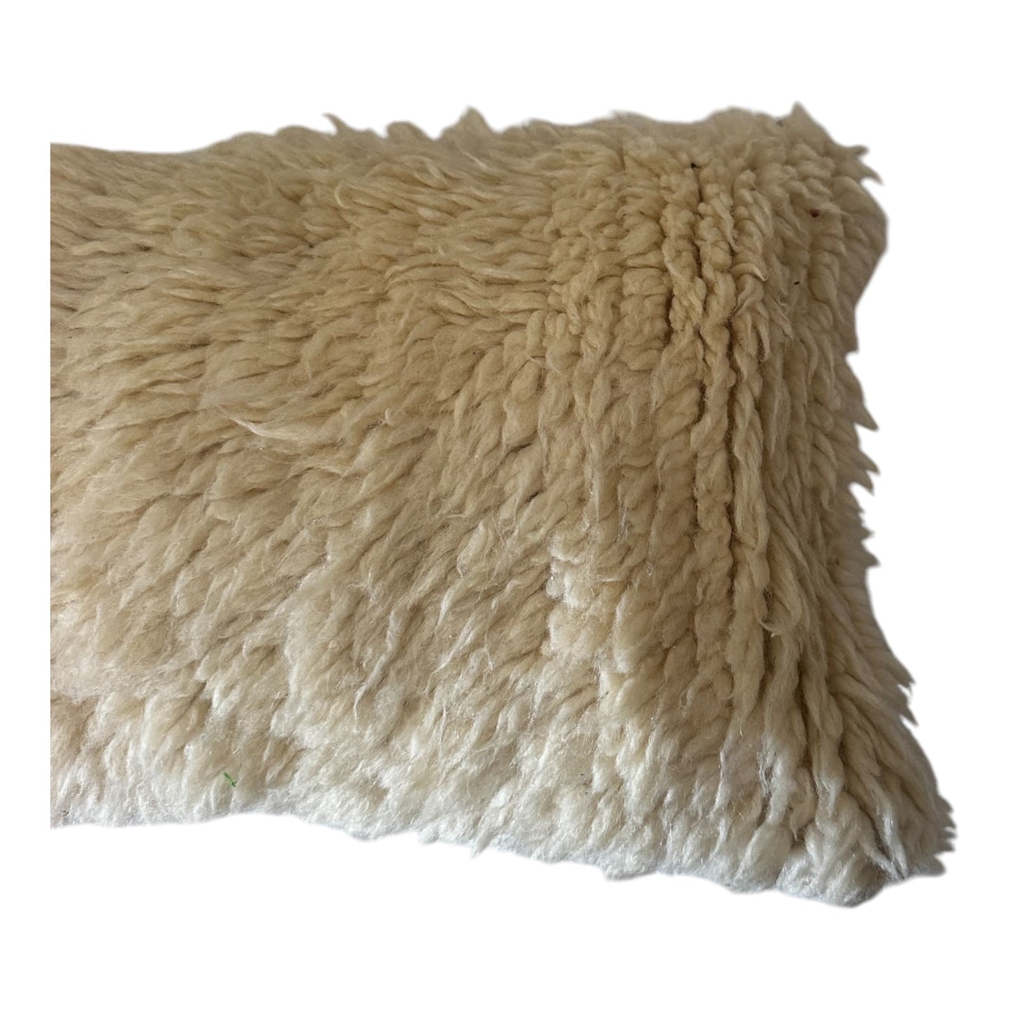 Moroccan wool cushion beni ourain plush pillow white side