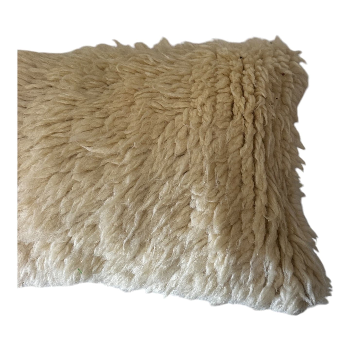 Moroccan wool cushion beni ourain plush pillow white side
