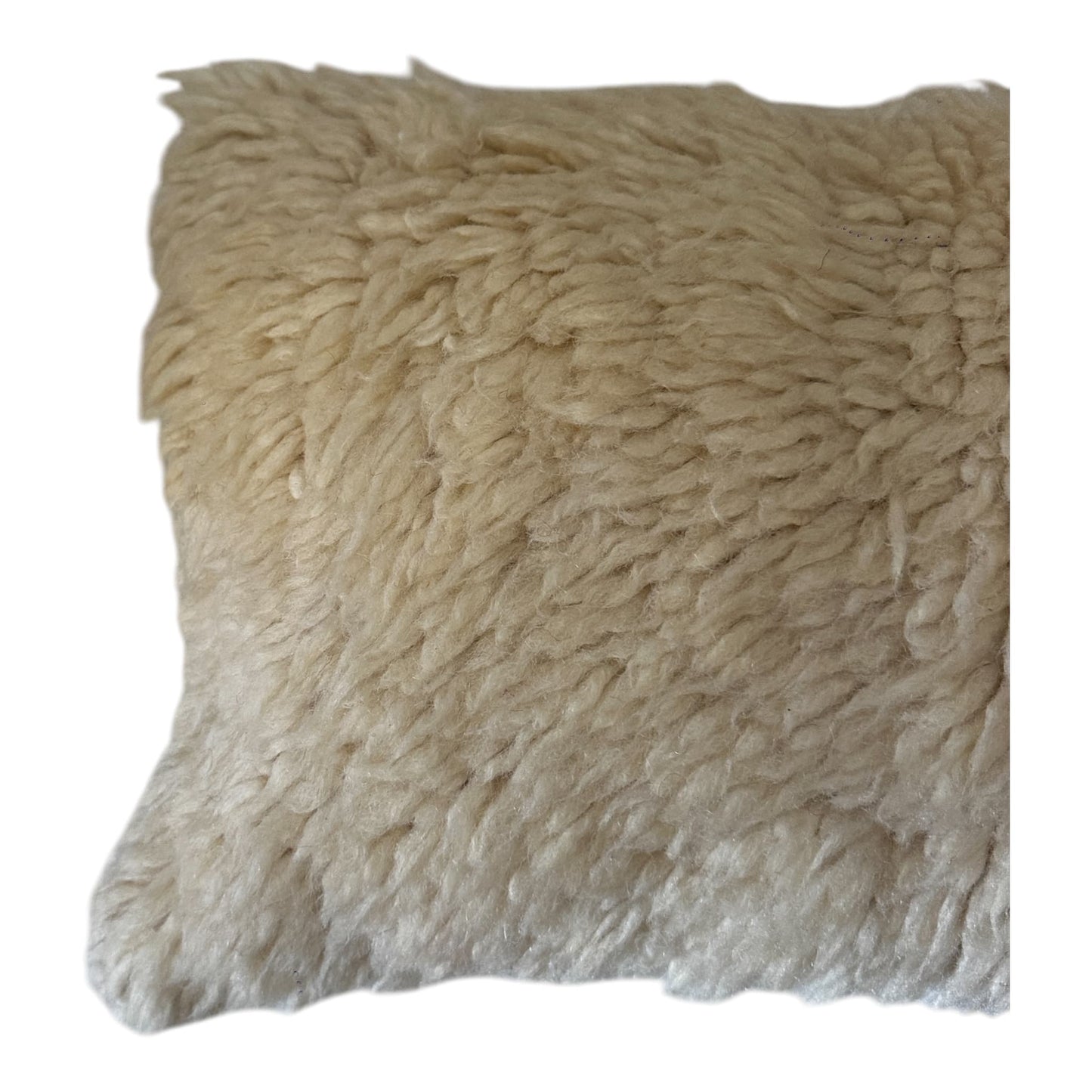 Moroccan wool cushion beni ourain plush pillow white side