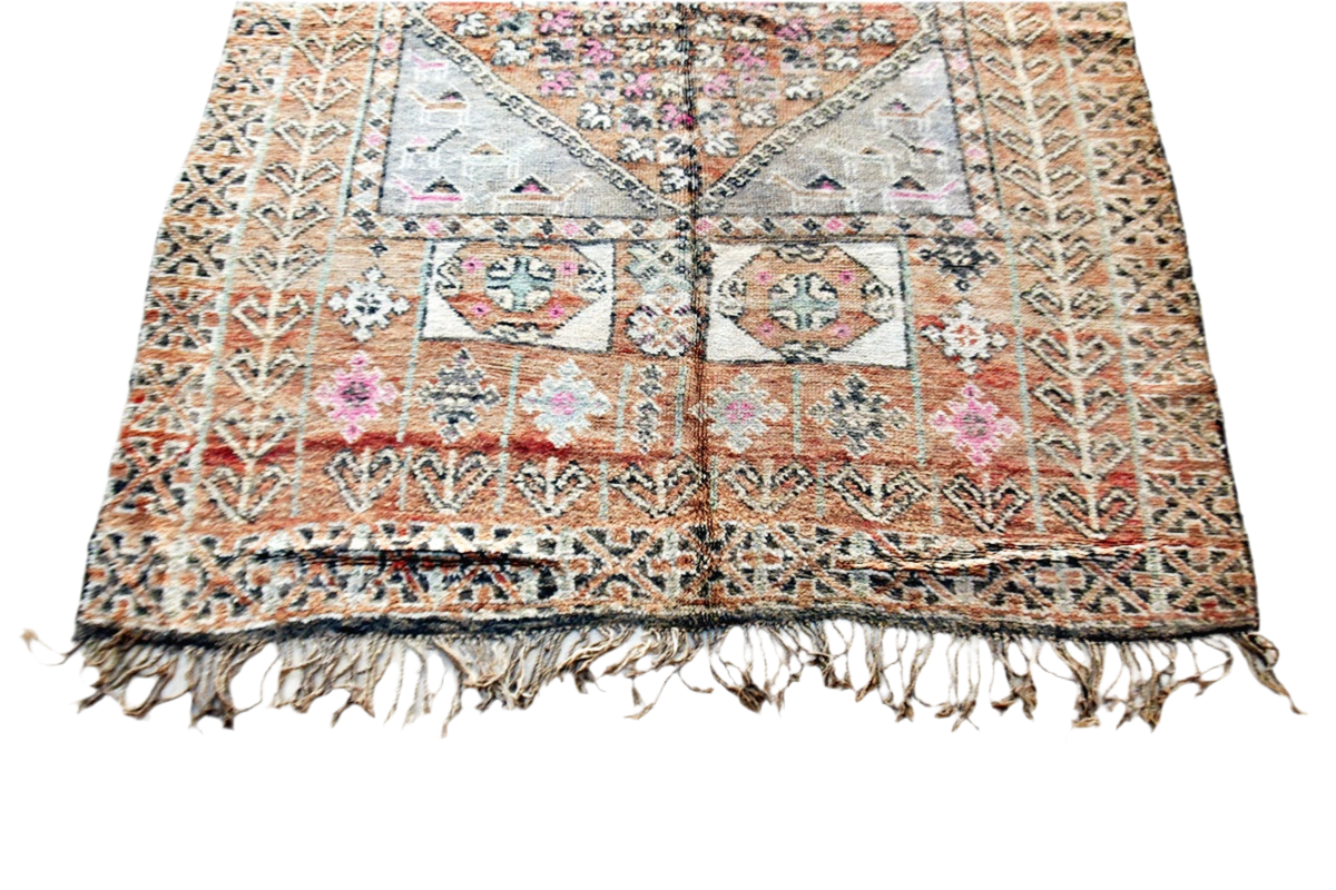 Pastel pink blue moroccan vintage zemmour rug carpet