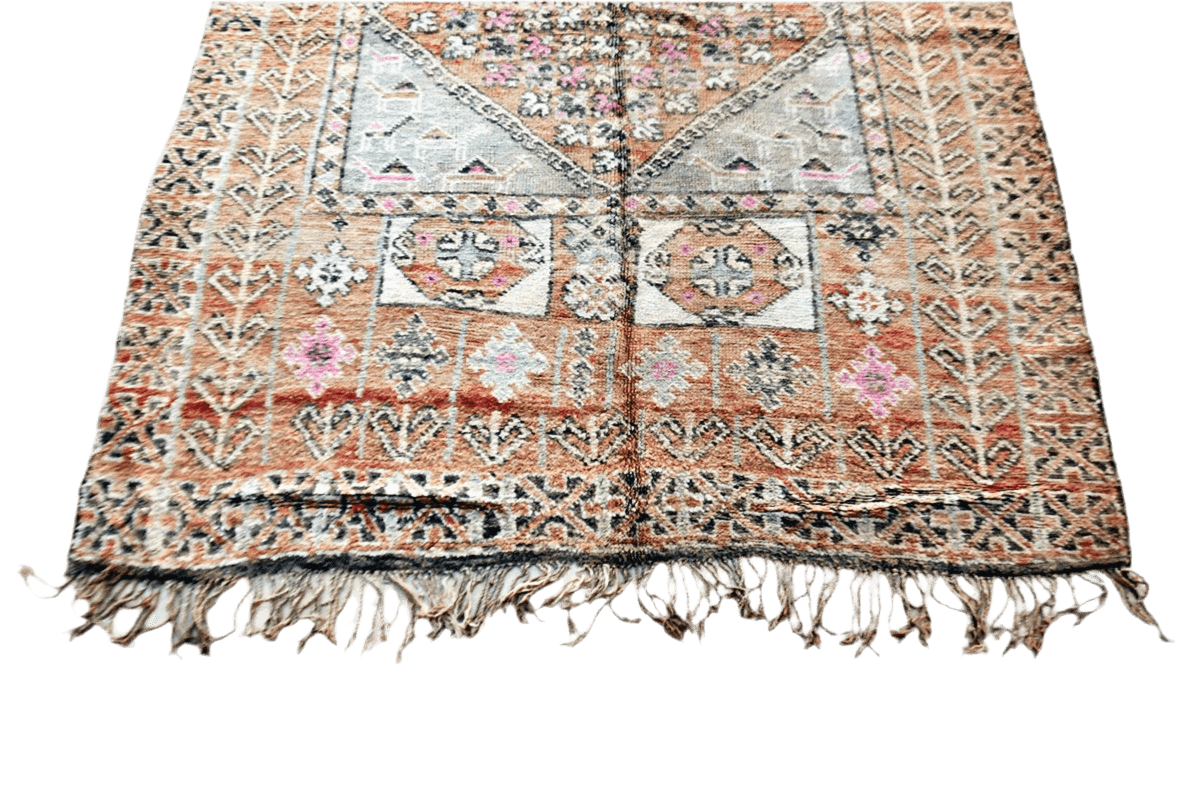 Pastel pink blue moroccan vintage zemmour rug carpet