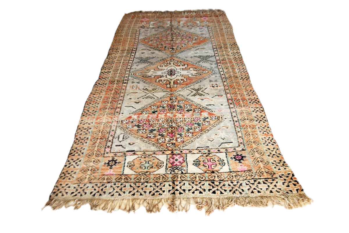 Pastel pink blue moroccan vintage zemmour rug carpet front
