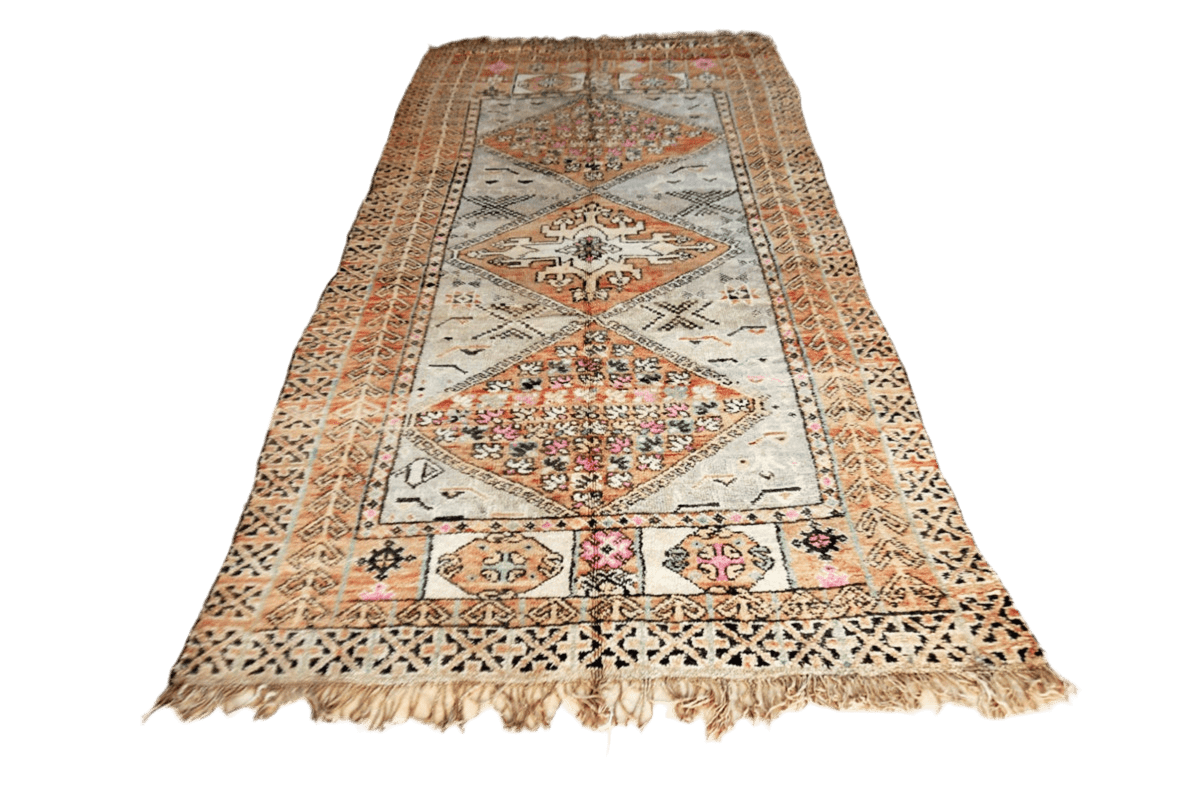 Pastel pink blue moroccan vintage zemmour rug carpet front