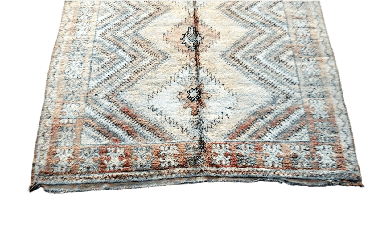 Pastel pink blue moroccan vintage zemmour rug carpet side bottom