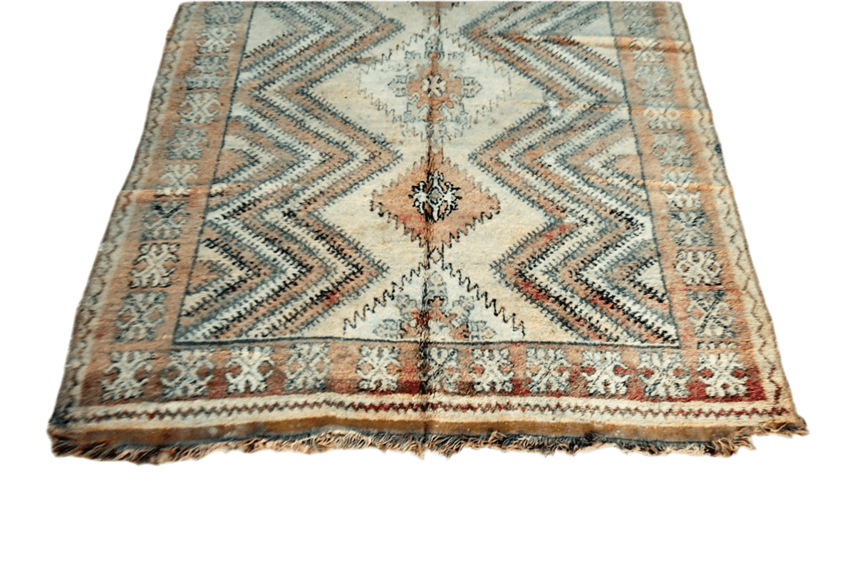 Pastel pink blue moroccan vintage zemmour rug carpet side top
