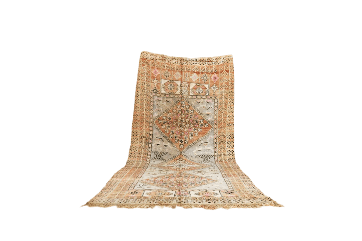 Pastel pink blue moroccan vintage zemmour rug carpet standing