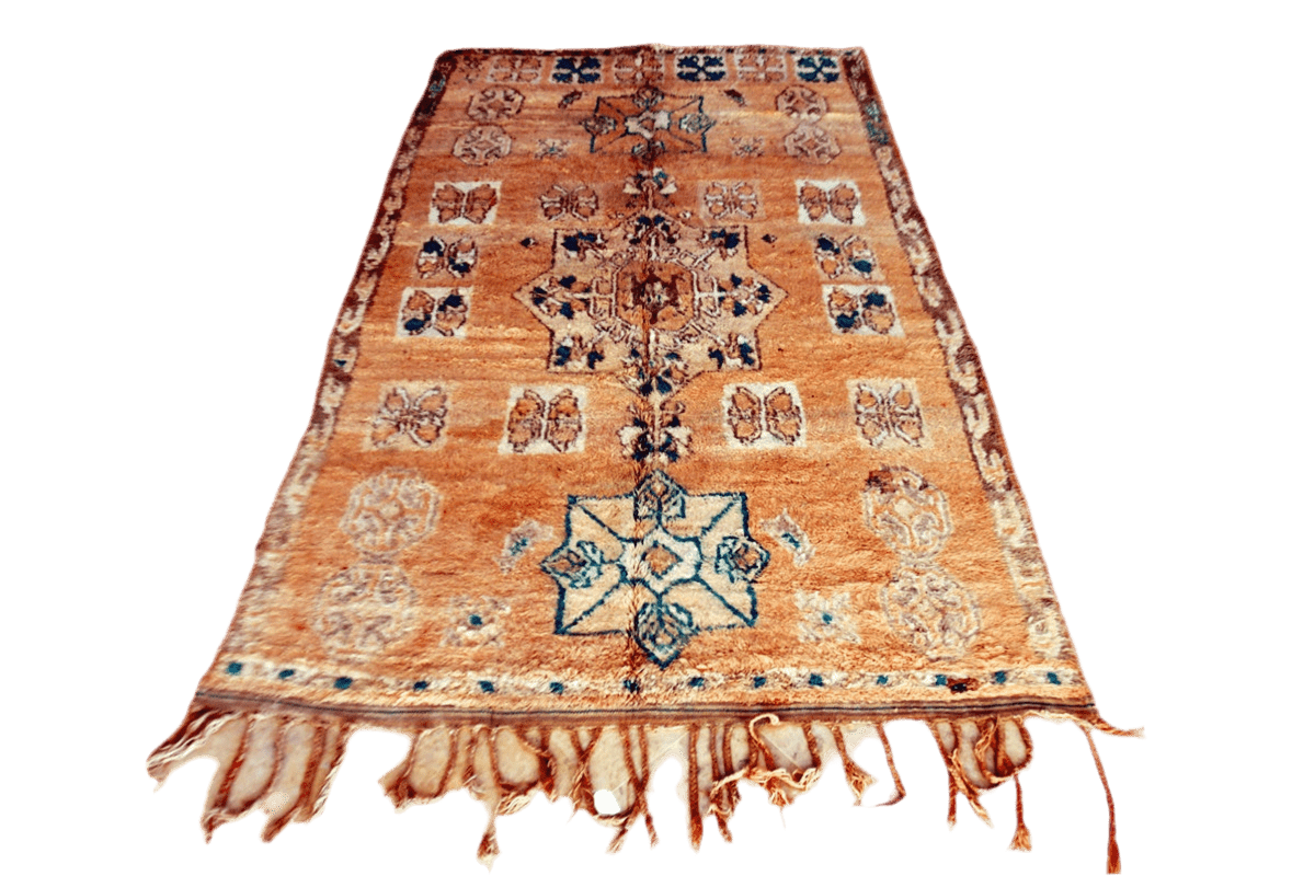 Peach green moroccan zemmour vintage rug carpet boho decor front