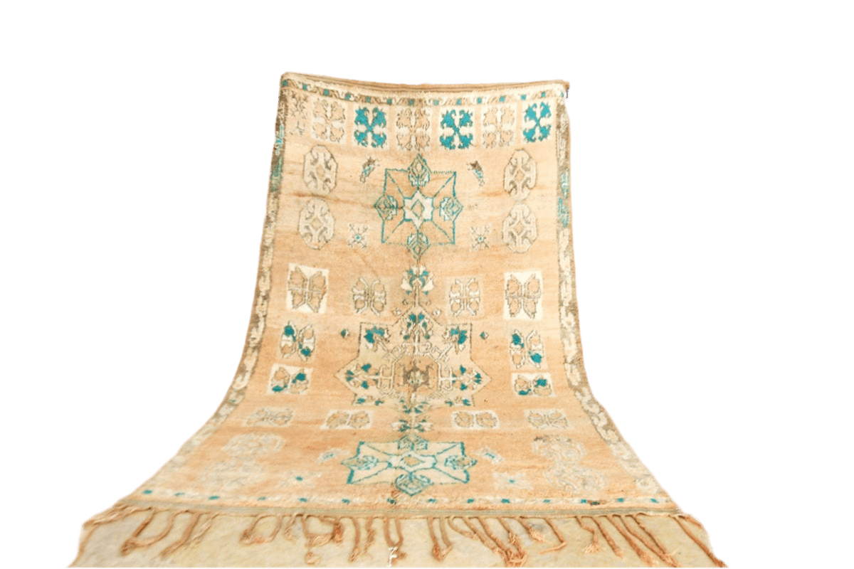 Peach green moroccan zemmour vintage rug carpet boho decor standing