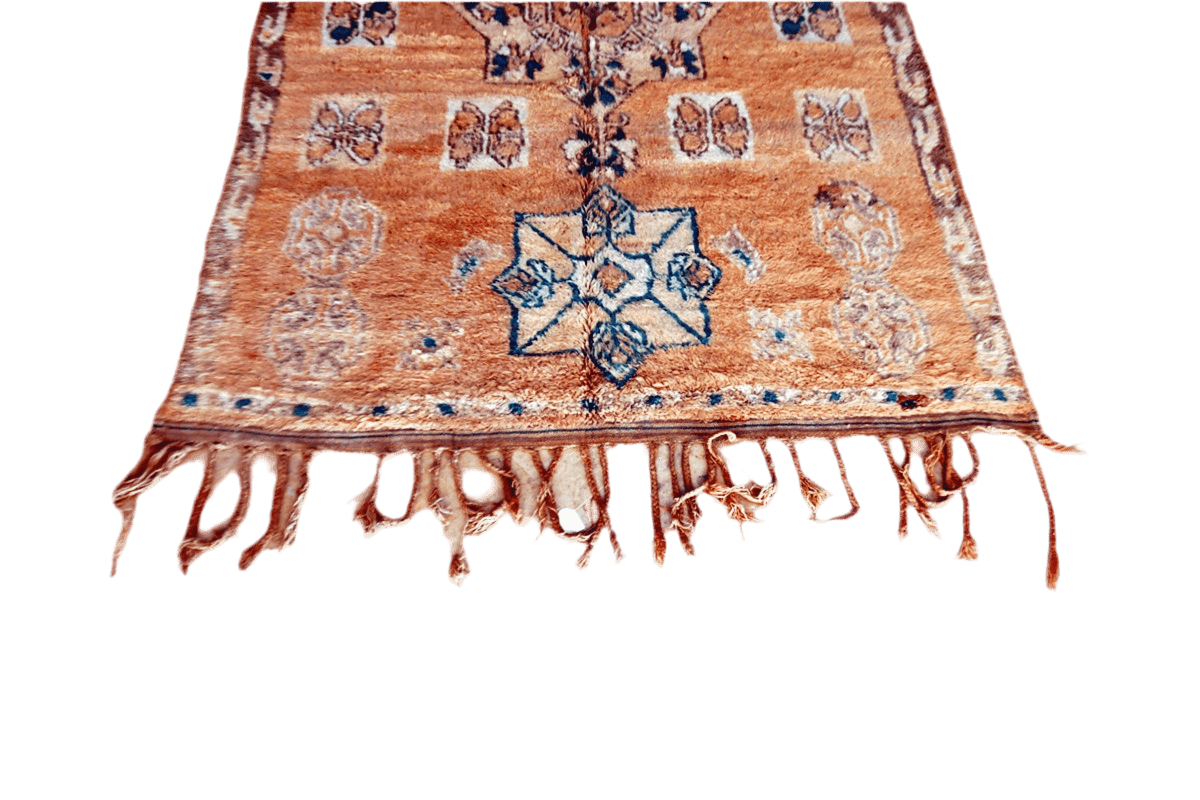 Peach green moroccan zemmour vintage rug carpet boho decor tassels