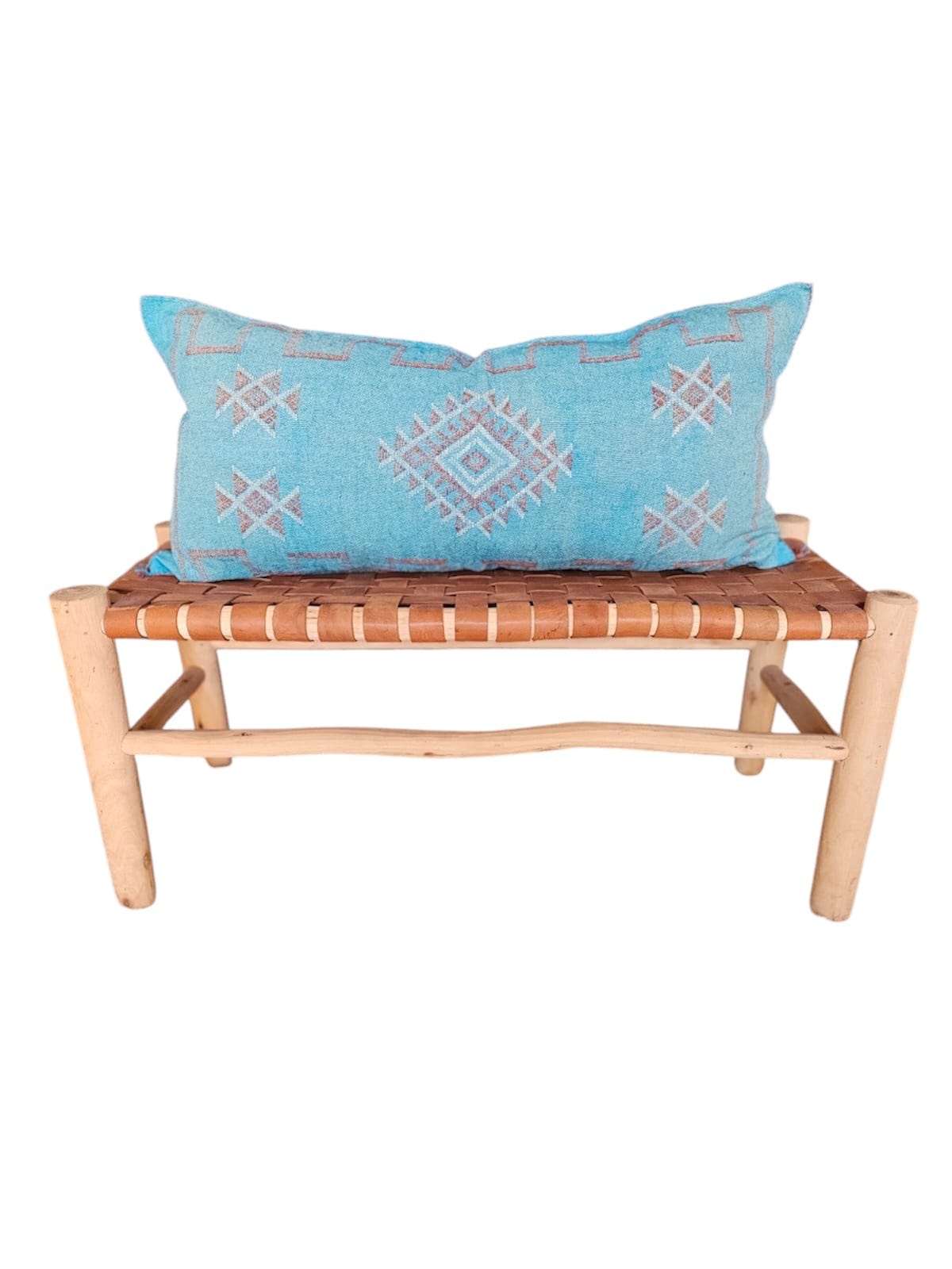 Turquoise blue large cactus silk lumbar morocco 100 x 50