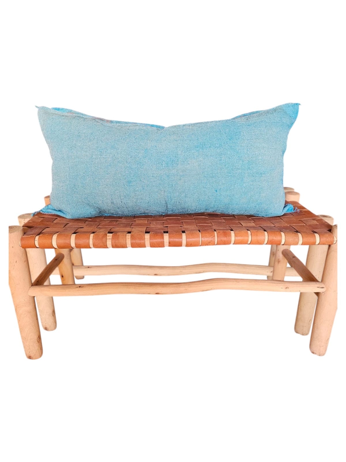 Turquoise blue large cactus silk lumbar morocco 100 x 50 back