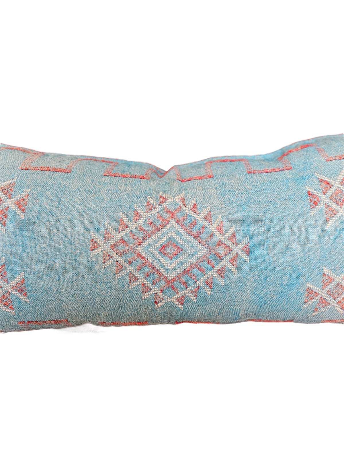 Turquoise blue large cactus silk lumbar morocco 100 x 50 close up