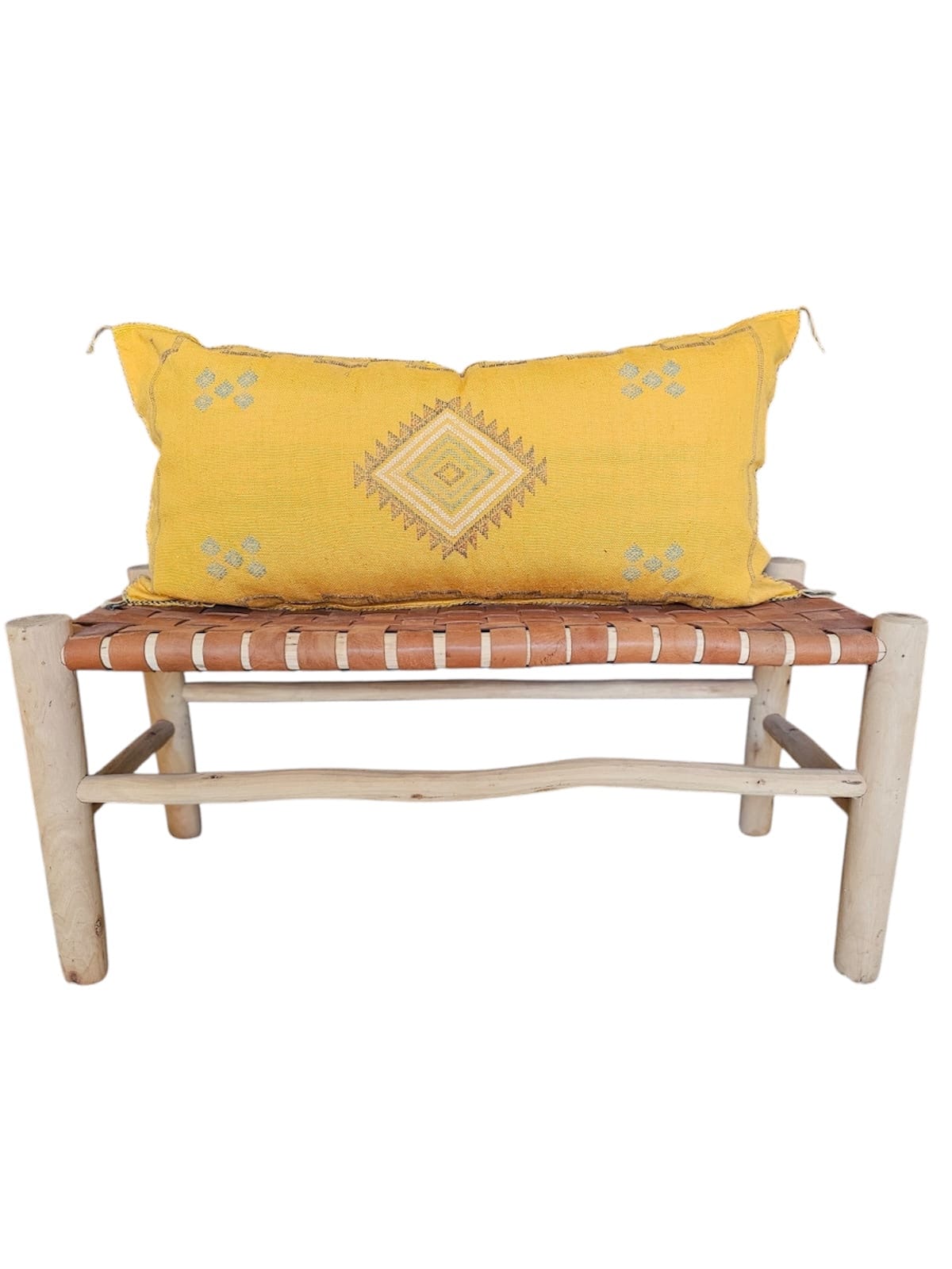 Yellow large cactus silk lumbar morocco 100 x 50 sabra