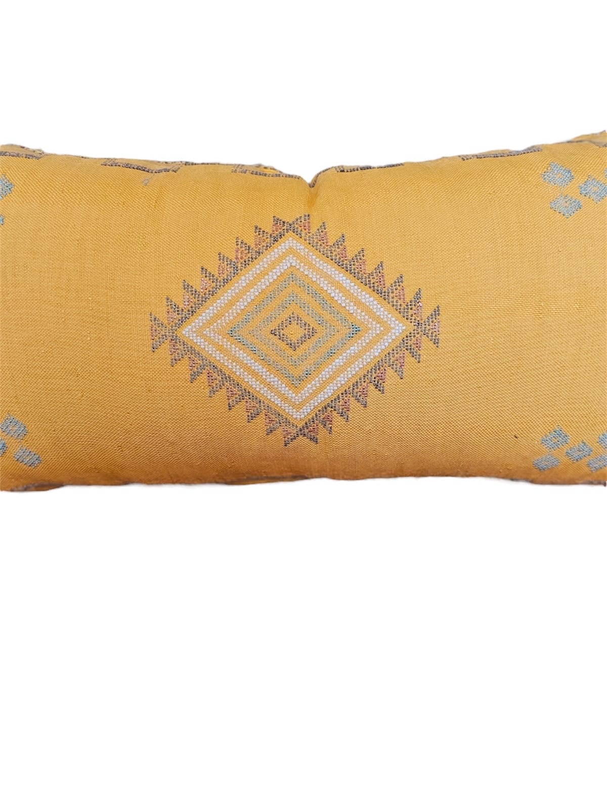 Yellow large cactus silk lumbar morocco 100 x 50 sabra close up