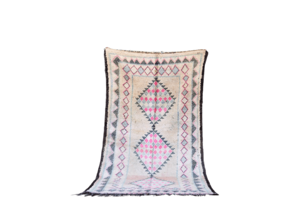 Pink beige vintage moroccan boujaad rug