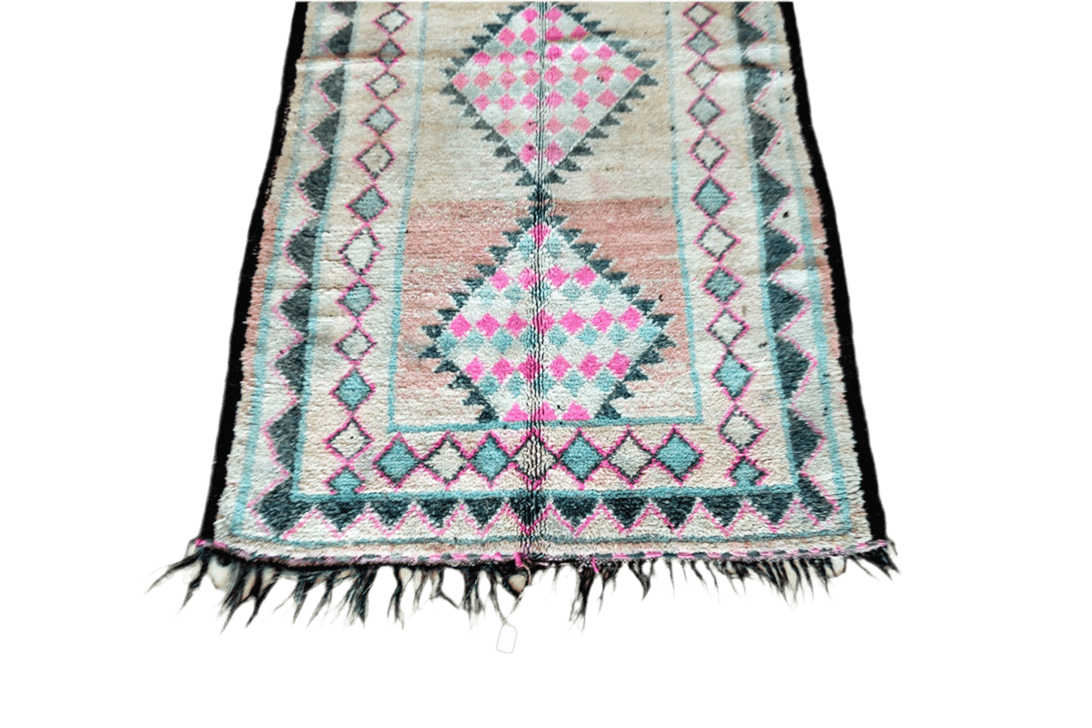 Pink beige vintage moroccan boujaad rug bottom