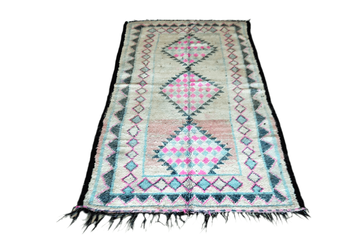 Pink beige vintage moroccan boujaad rug front