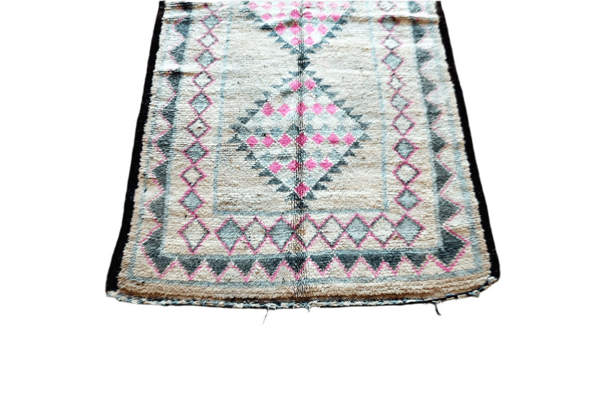 Pink beige vintage moroccan boujaad rug top