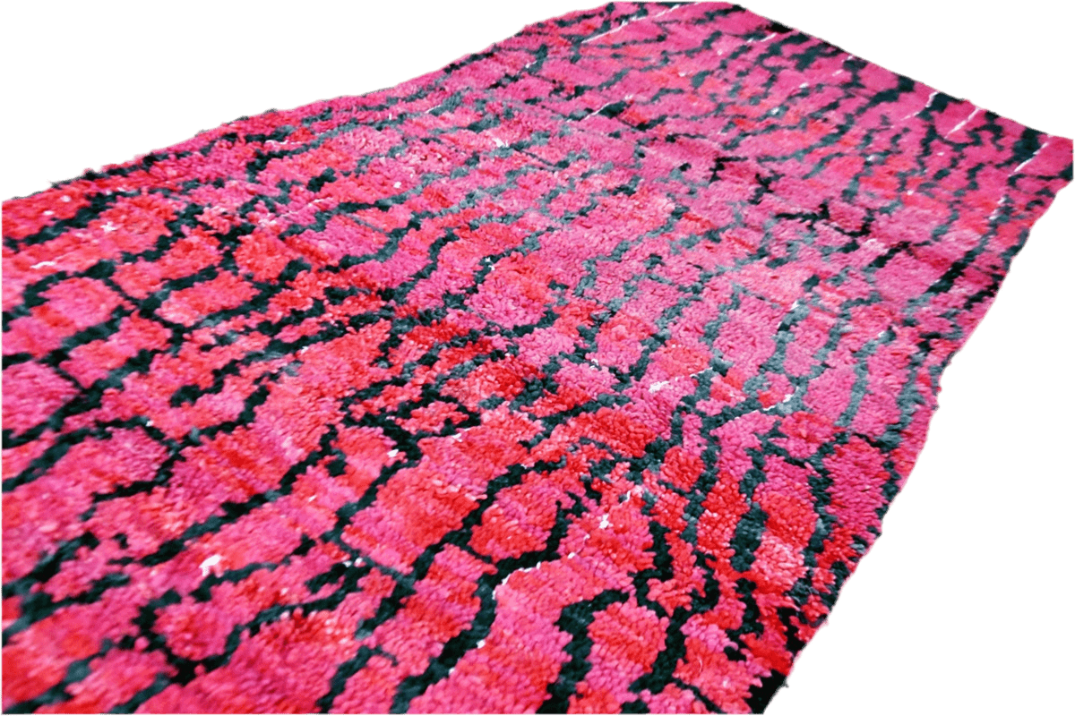 Pink black abstract vintage moroccan runner rug
