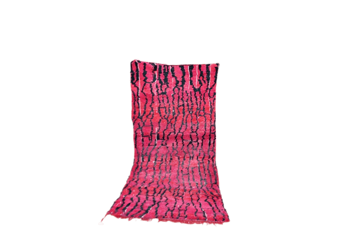 Pink black abstract vintage moroccan runner rug standing