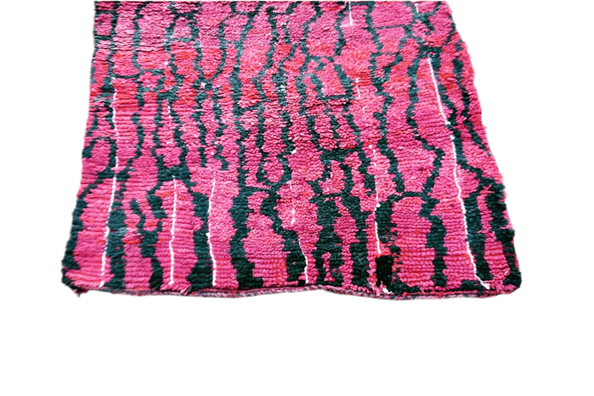 Pink black abstract vintage moroccan runner rug top