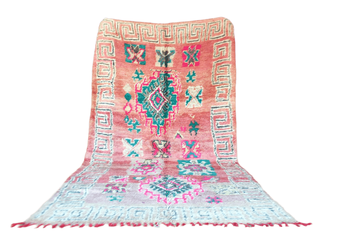 Pink mint vintage boujaad rug morocco