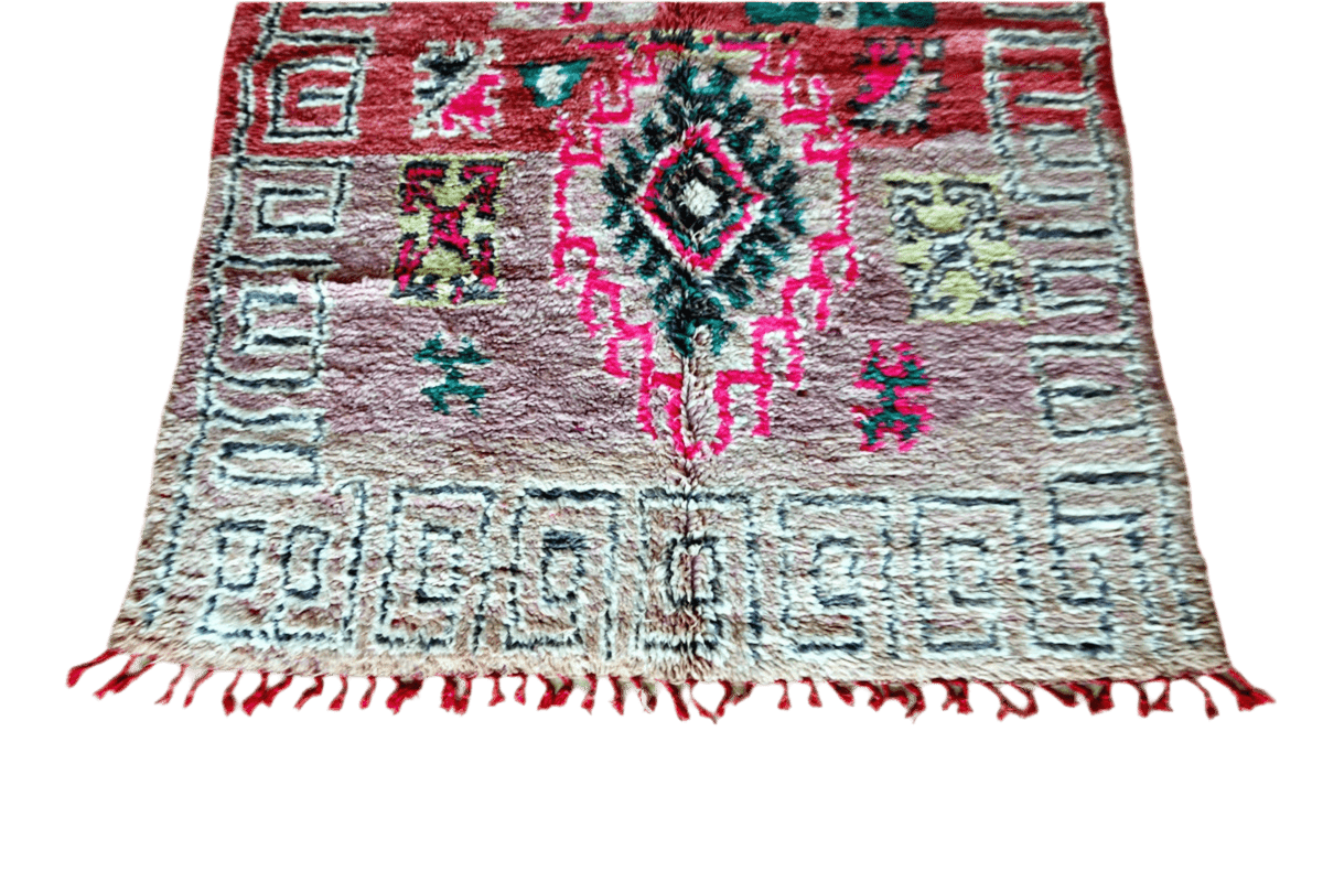 Pink mint vintage boujaad rug morocco bottom