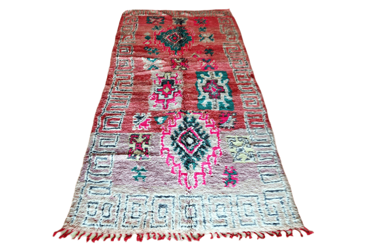 Pink mint vintage boujaad rug morocco front