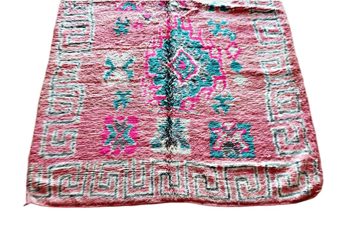 Pink mint vintage boujaad rug morocco top