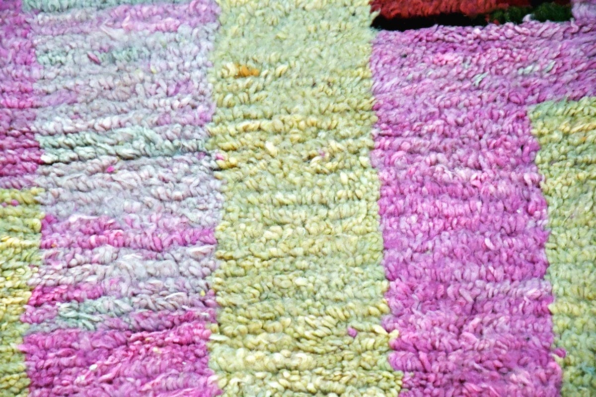 Pink peach soft Moroccan boujaad runner rug close up