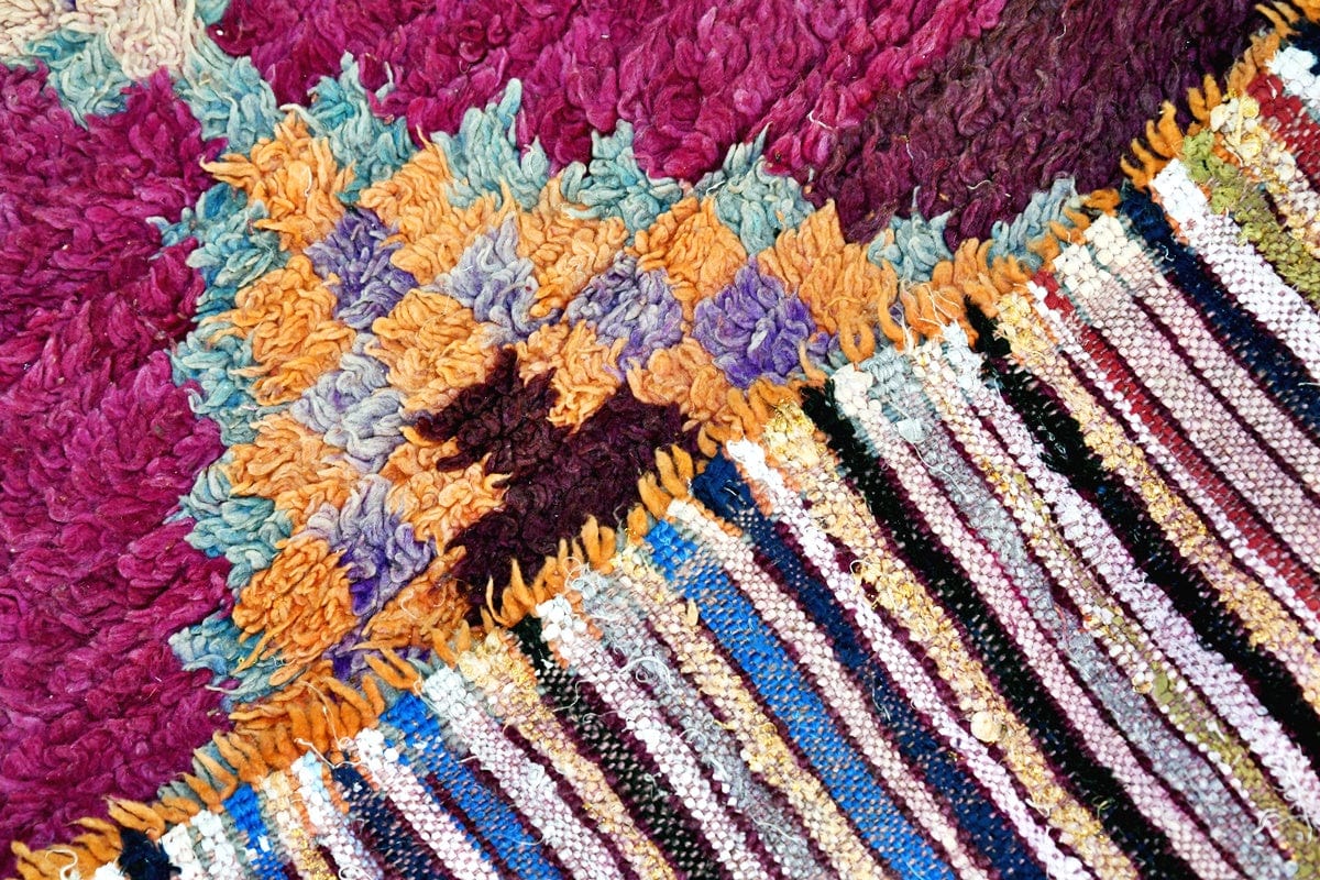 Purple Vintage Moroccan runner rug back