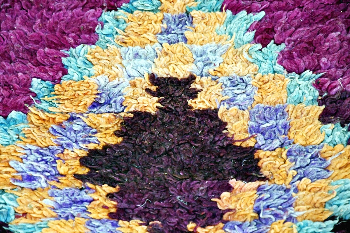 Purple Vintage Moroccan runner rug close up