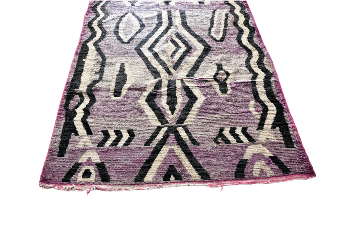 Purple black abstract moroccan Boujaad rug