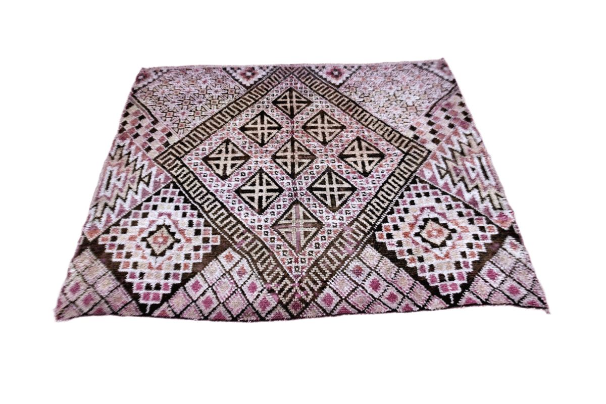 Purple black small beni mguild vintage rug top