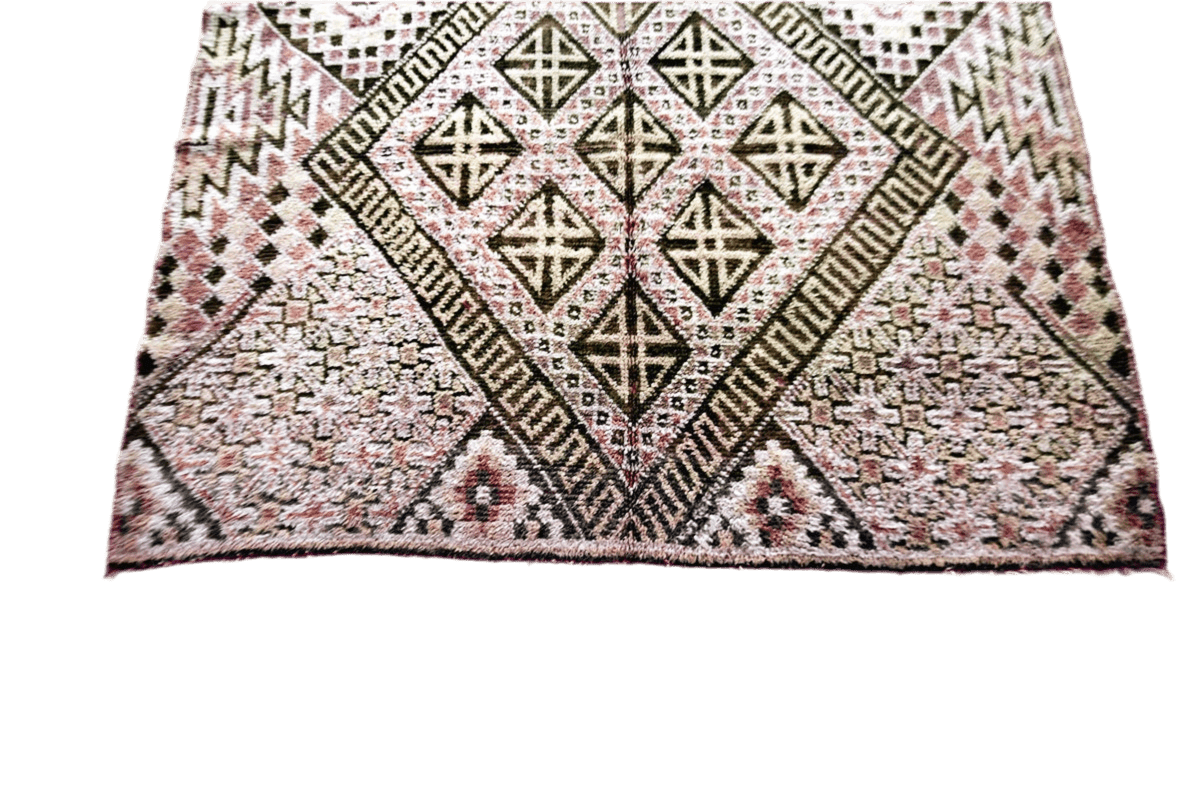 Purple black small beni mguild vintage rug bottom