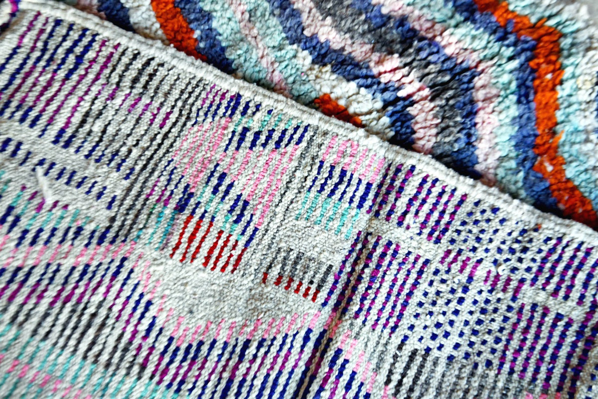 Purple orange cream boujaad runner rug folded
