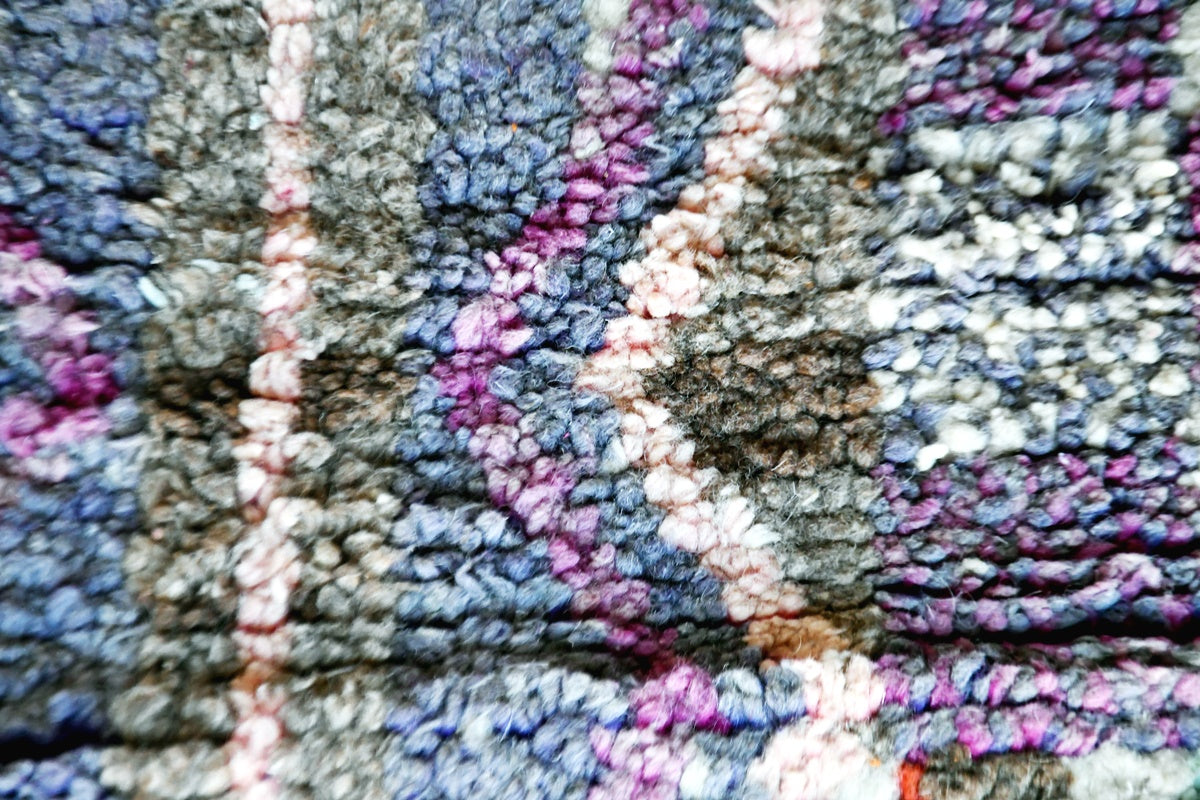 Purple orange cream boujaad runner rug close up