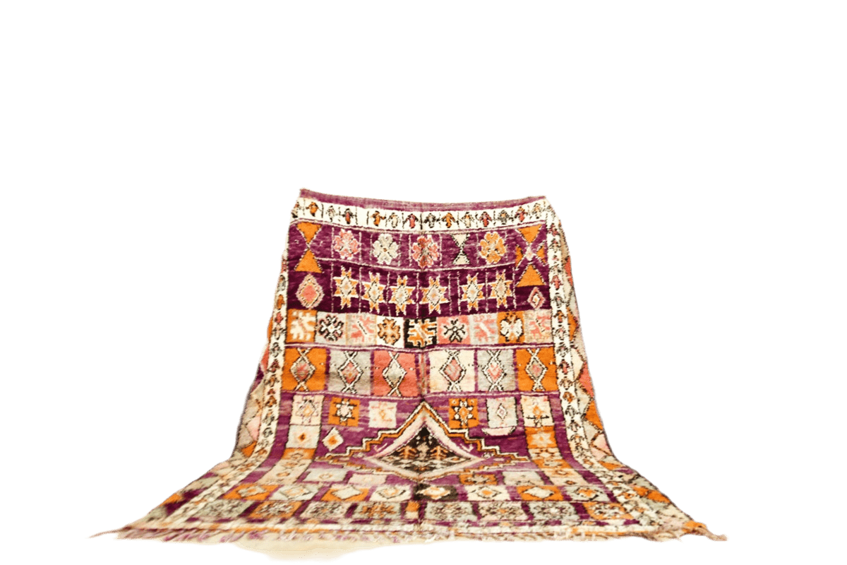 Purple orange epic vintage moroccan boujaad rug